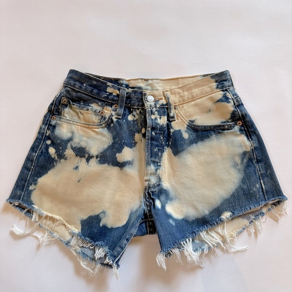 Levi's Pants - Levi’s women’s button fly 501 bleached denim distressed cutoff shorts